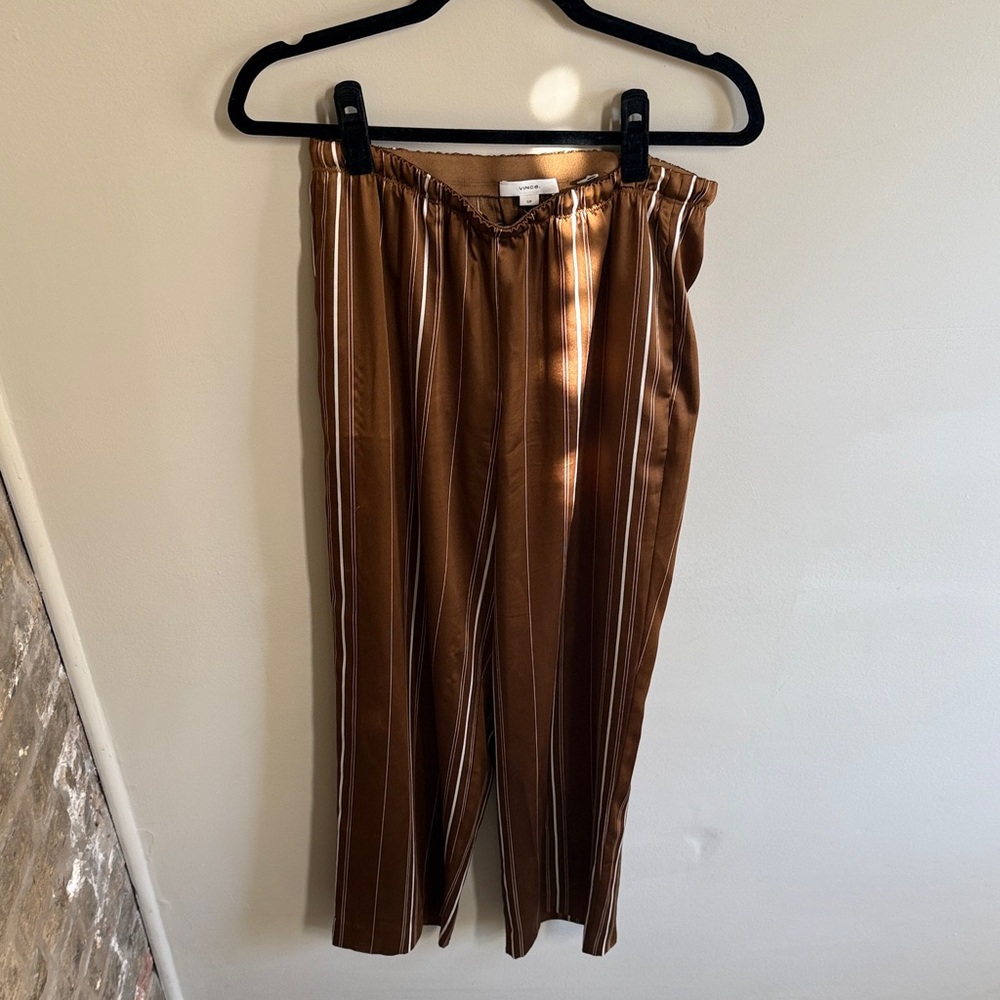Vince Brown Striped Silk Pants Size Small